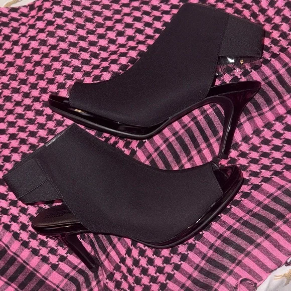 Life Stride Velocity Memory Foam Black Women's Heels Size 9.5 Peep Toe Booties - Picture 1 of 15